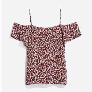 *StitchFix* floral blouse with spaghetti straps and cold shoulder sleeves